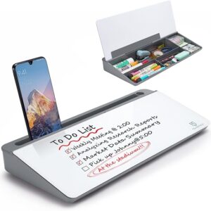 Small Desktop Glass Whiteboard Dry-Erase-Board - Computer Keyboard Stand White Board Surface Pad