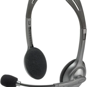 Logitech H111 Binaural Over-The-Head Stereo Headset, Black and Silver (981-000612)